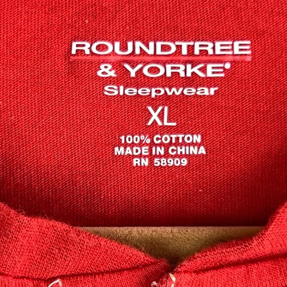 2 Roundtree & Yorke Mens XL Red & Orange Short Sleeve Cotton Sleepwear Henley - Picture 11 of 14